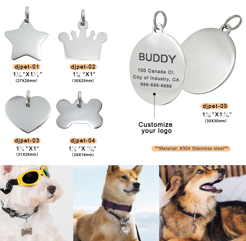 Placas de identificación para mascotas con estilos existentes