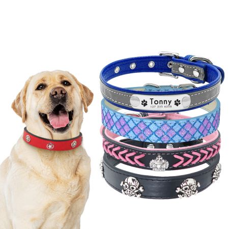 カスタム革製犬用カラー - 犬用革製ネックレス